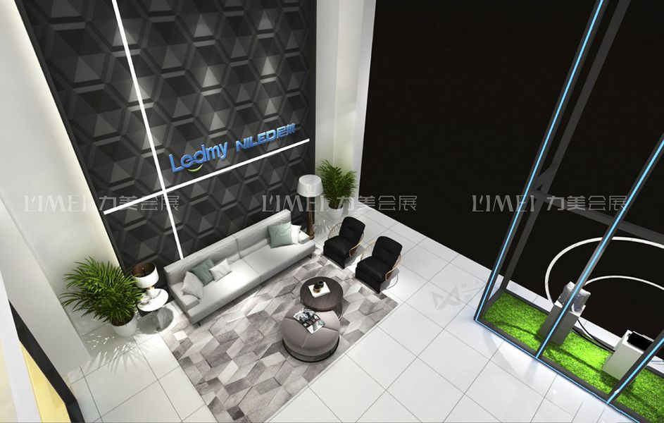 广州(光亚)照明展设计搭建案例-乐的美形象区俯视效果图 广州(光亚)照明展设计搭建案例-乐的美形象区俯视效果图